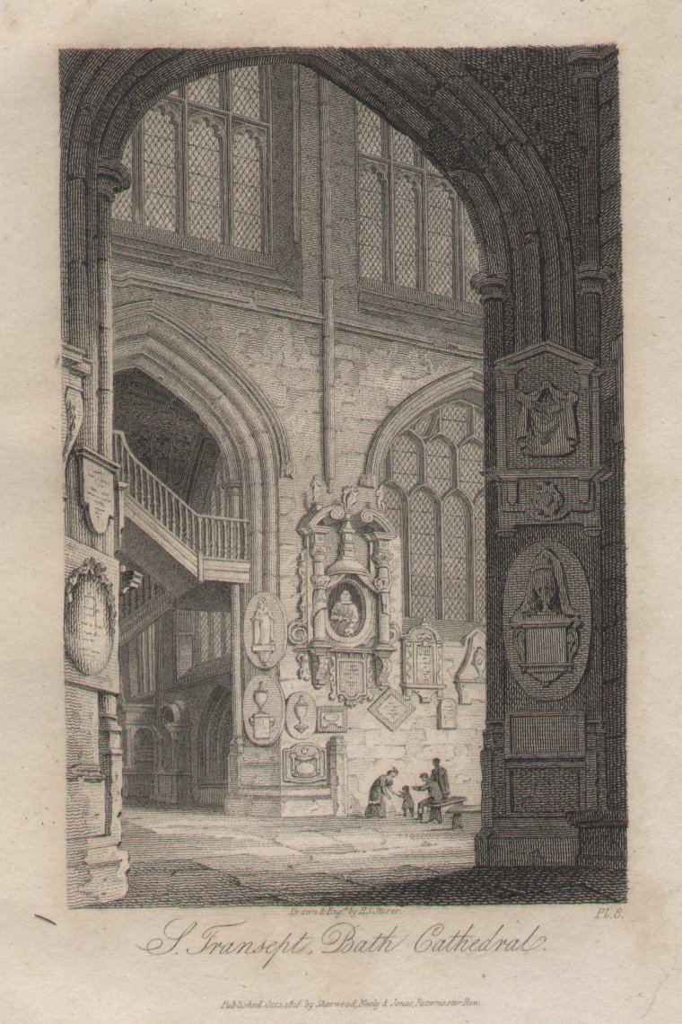 Print - S. Transept, Bath Cathedral. Pl.8 - Storer